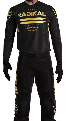 Equipo Motocross Radikal Flux Negro Gold Jersey Cross