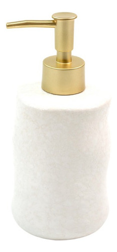 Dispenser Porta Sabonete Líquido Alcool Gel Lavado Cerâmica Cor Branco e Dourado
