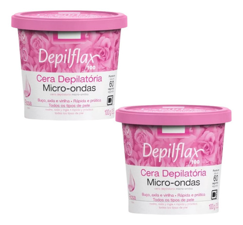 Kit 2 Cera Depilatória Micro-ondas Depilflax Rosas 100g