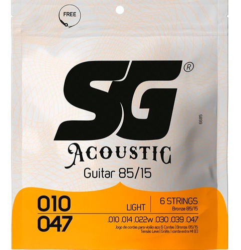 Corda Para Violão Aço 85/15 Bronze 010 Sg