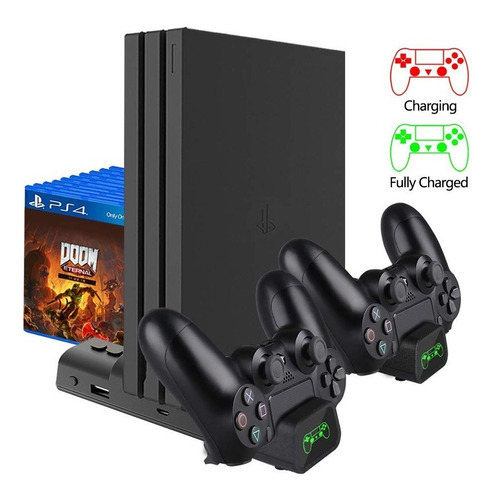 Imagen 3 de 6 de Base Cargador Dual Ps4 Carga Doble Control Ext Usb Gamer Accesorios