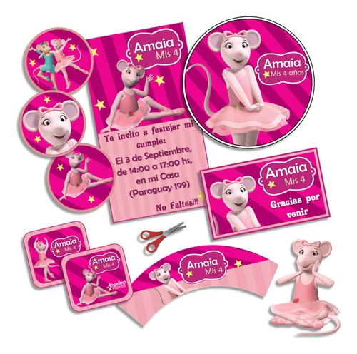 Kit Imprimible Angelina Ballerina Personalizado Candybar