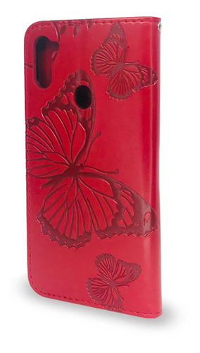 Imagen 2 de 2 de Flip Cover Samsung Galaxy A11 Diseño Mariposa Rojo