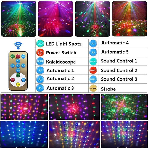 Luces De Fiesta Con Proyector Láser Dj Con Control Remoto