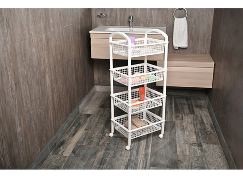 Carrito De Almacenamiento Italhome Multiusos De 4 Cestas Blanco
