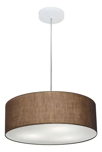 Lustre Pendente Cilíndrico Md-4132 Cúpula em Tecido 40x15cm Café -