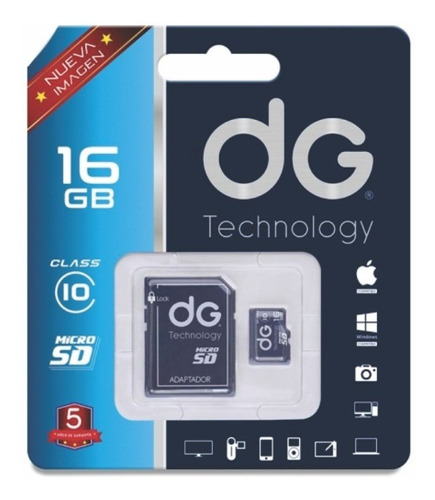 Memoria Micro Sd 16gb Clase 10 + Adaptador Dg