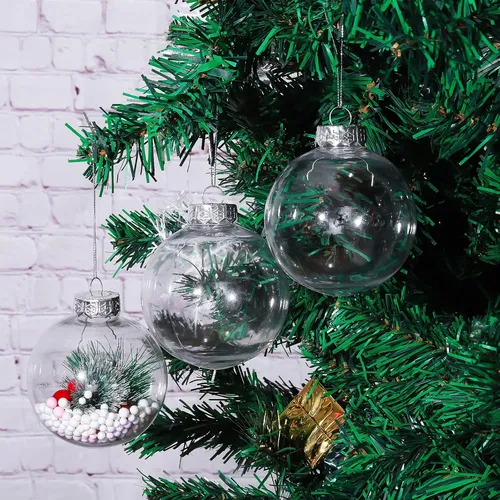24 Bolas De Adornos De Navidad De Plástico Transparent...