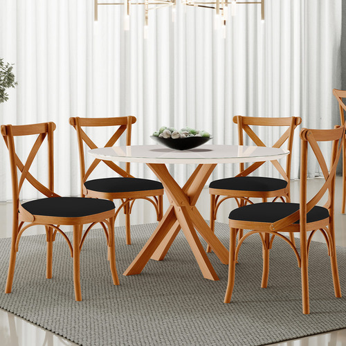 Kit 4 Cadeiras Sala Jantar Living Estofada Ávila Suede Preto
