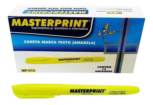 Caneta Marca Texto Neon Masterprint Caixa Com 12 Unidades Cor Amarelo