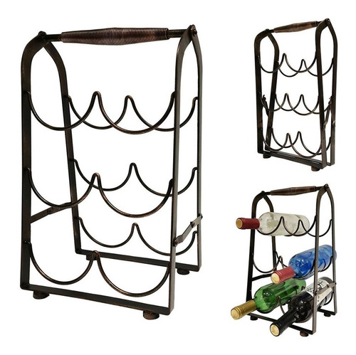 Rack Para Vino Hierro 23x39x17cm Negro