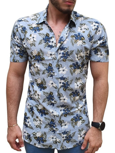 camisa social estampada floral