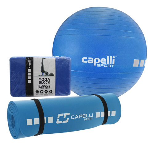 Kit Ejercicio Fitness Yoga Tapete Bloque Pelota Mnn10