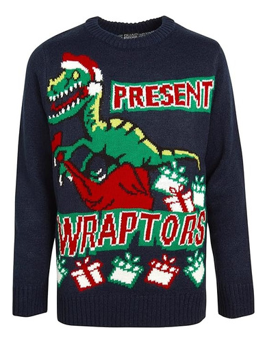 Sweater De Navidad Ugly Dinosaurio Para Niños. Talla 16--18