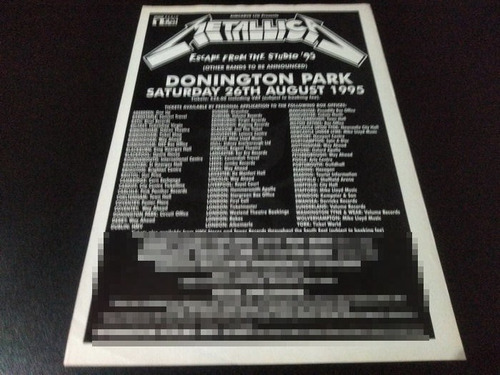 (pd398) Publicidad Clipping Metallica Donington Park * 1995