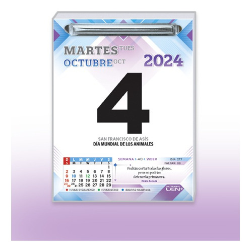 Calendario Organizador Exfoliador Día X Día 2024 5 Piezas