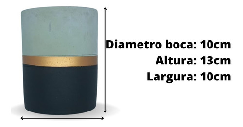 Imagem 2 de 3 de Cachepot Cimento Suculentas Preto E Cobre Decoração Casa
