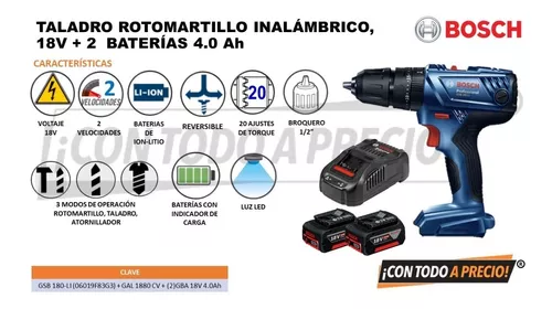 TALADRO BOSCH GSB 18-2-LI + 2BAT. 1.5AH