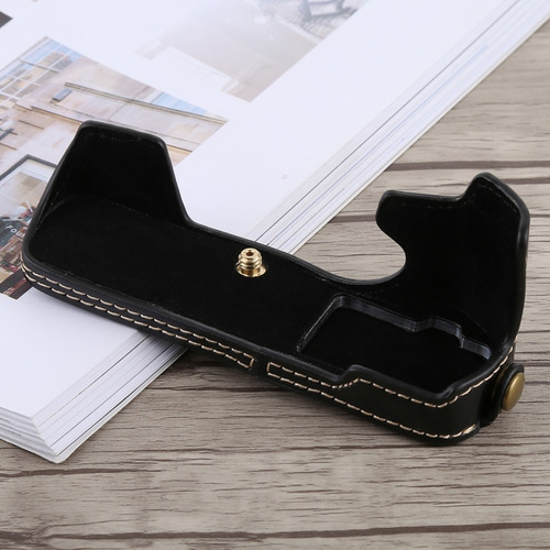 Coffee 1/4 Inch Thread Pu Half Case Base For Olympus Em5 Mar