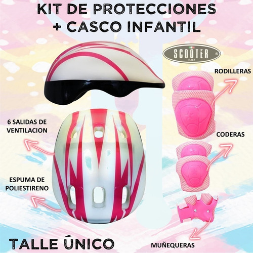 Kit Casco + Protecciones Infantil Basico Monopatin Rollers