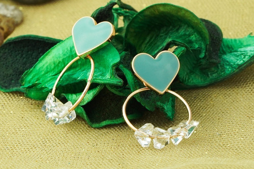 Imagen 2 de 8 de Aretes Pendientes Oro 18k Corazón Dama Regalo Mama Elegante
