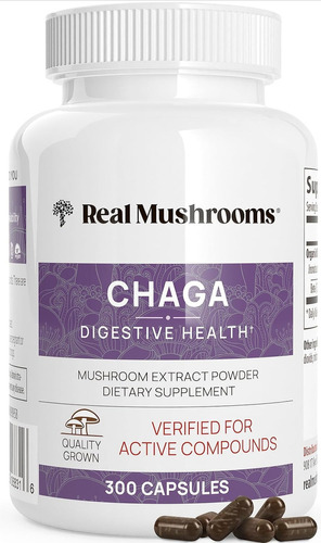 Real Mushrooms Chaga Salud Digestiva 300 Cápsulas Sabor Sin Sabor