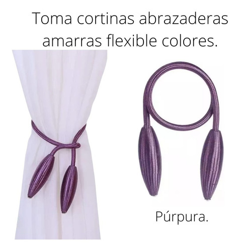 Toma Cortinas Abrazadera Amarras Adaptable Flexible Colores