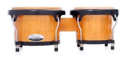 Bongos Parquer Custom Madera Natural Aro Negro 7 Y 8.5 C