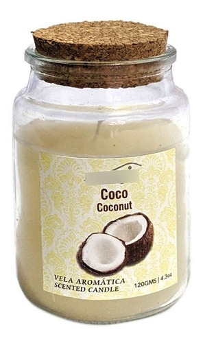 Vela Aromatica Coco Frasco Vidrio 120grs