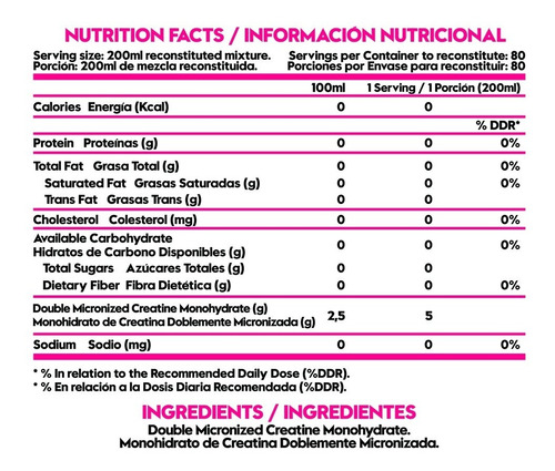 Creatina Doblemente Micronizada - 432 Grs (80 Servicios)