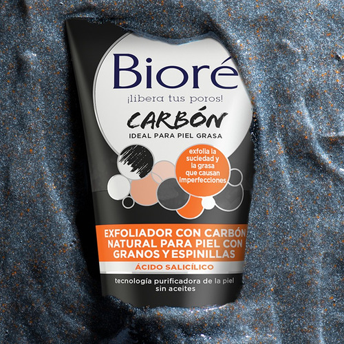 Imagen 3 de 3 de Bioré Exfoliador Carbón Natural Piel Con Granos Y Espinillas