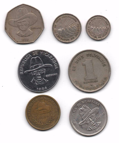 Nicaragua Lote 7 Monedas Diferentes Antiguas