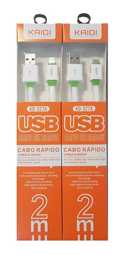 Cabo Usb Carregador 2 Metros Kaidi Para iPhone 8 Xr 11 12 13