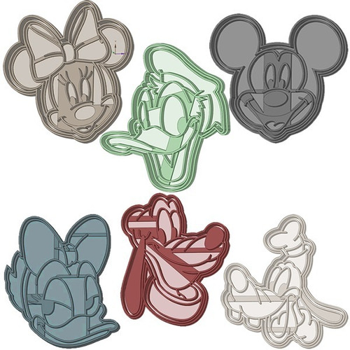 Pack X6 Disney Mickey Minnie Donald 5cm Cortante Galletas