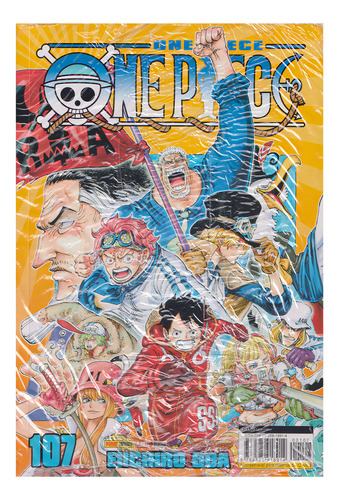 One Piece Vol. 107: Vegapunk pide ayuda a Luffy y su banda. Edición en portugués, portada en forma de lunar, de Eiichiro Oda.