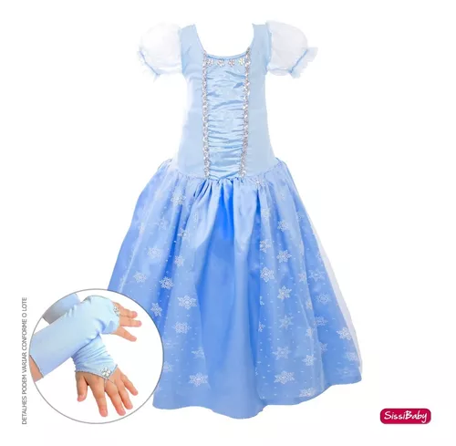 Fantasia Cinderela Vestido Princesa Azul Longo Luxuoso