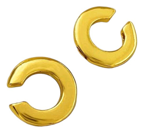 Par Aros Earcuff  A Presion Dorados, Baño De Oro 18k Moda