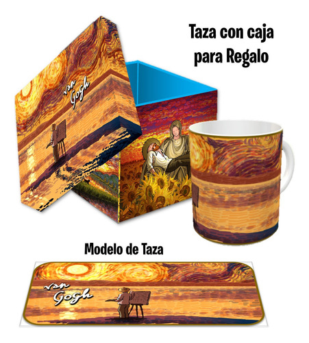Taza Van Gogh Atardecer, Y Caja Para Regalo