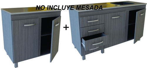 Bajo Mesada 2.20 M. Melamina Premium Cajon Correderas Modulo