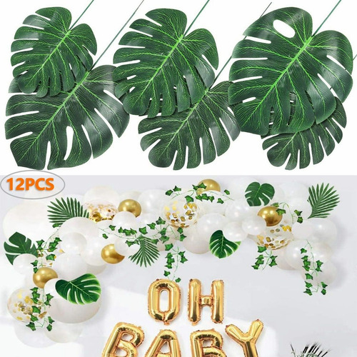 J Folhas Artificiais Decorativas De Folhas Tropicais, 12