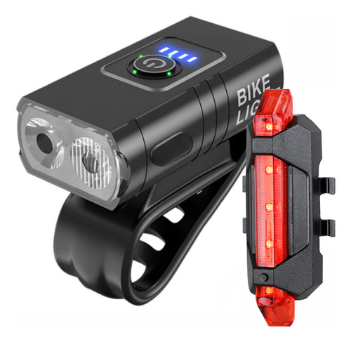 Kit Farol Bike 2 Led Cree T6 Usb Com Medidor + Sinalizador