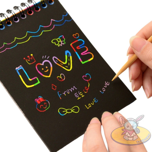 10 Pz Libreta Mágica Rainbow Scratch Note Kawaii Arcoiris