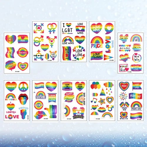 Pegatinas De Tatuaje De Bandera Gay, 10 Unidades