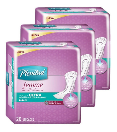 Plenitud Toalla Ultra Femme X 20 Unidades Pack X 3