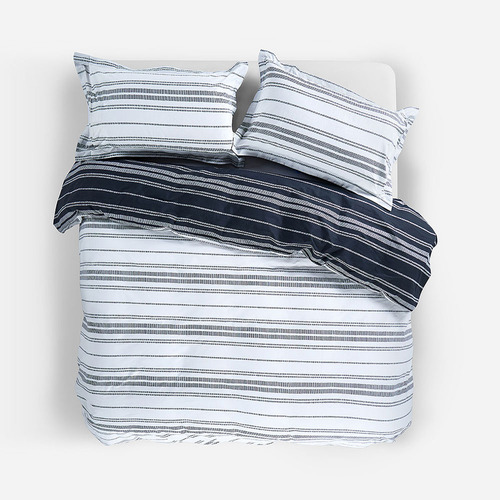 Funda Plumón Algodón Reversible Wedel Azul-blanco King