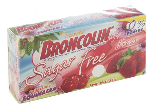 Broncolin Sugar Free Con Extractos Herbales Sabor Fresa Caja