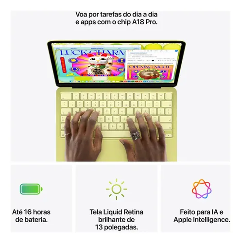 MacBook Neo de 13 polegadas: Chip A18 Pro, CPU de 6 núcleos, GPU