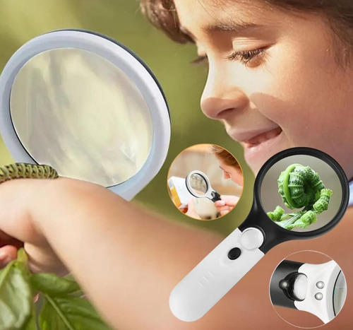 Lupa Led Mano Leer Mano Fácil Luces Lectura Lente