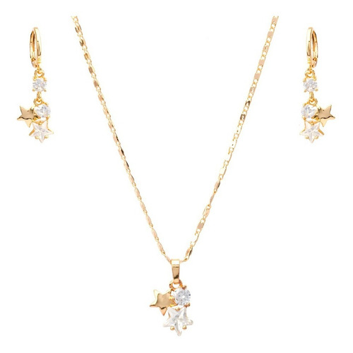 Imagem 2 de 5 de Colar + Brinco Delicado Zircônias P/ Presentear