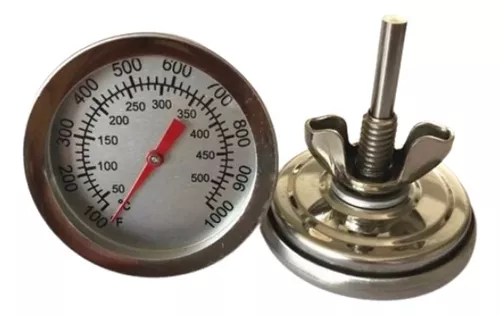 Termómetro para horno de leña y barbacoa mide la temperatura de 0 a 500 °C  con sonda rígida lineal de 15 cm.
